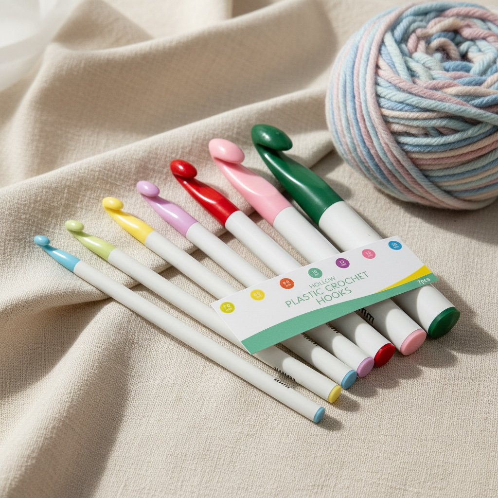 Hollow Plastic Crochet Hook Set (7-Piece)