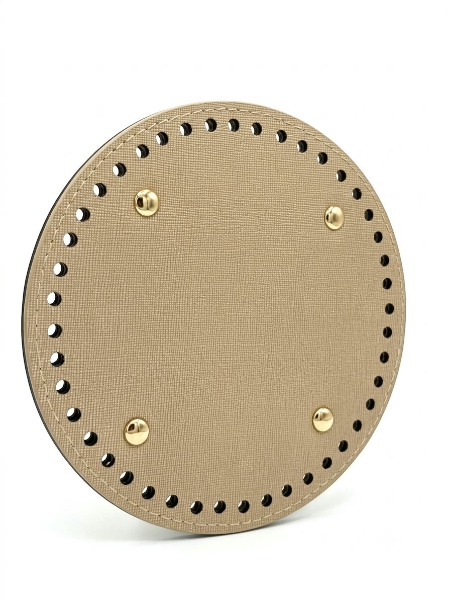 Round Faux Leather Crochet Bag Base - 15 cm