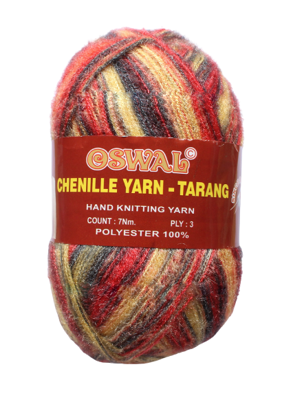 Oswal Tarang Multicolour Chenille Yarn for Knitting & Crochet – 100g