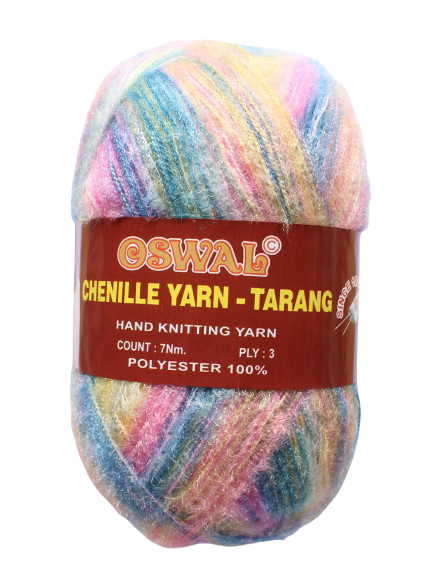 Oswal Tarang Multicolour Chenille Yarn for Knitting & Crochet – 100g