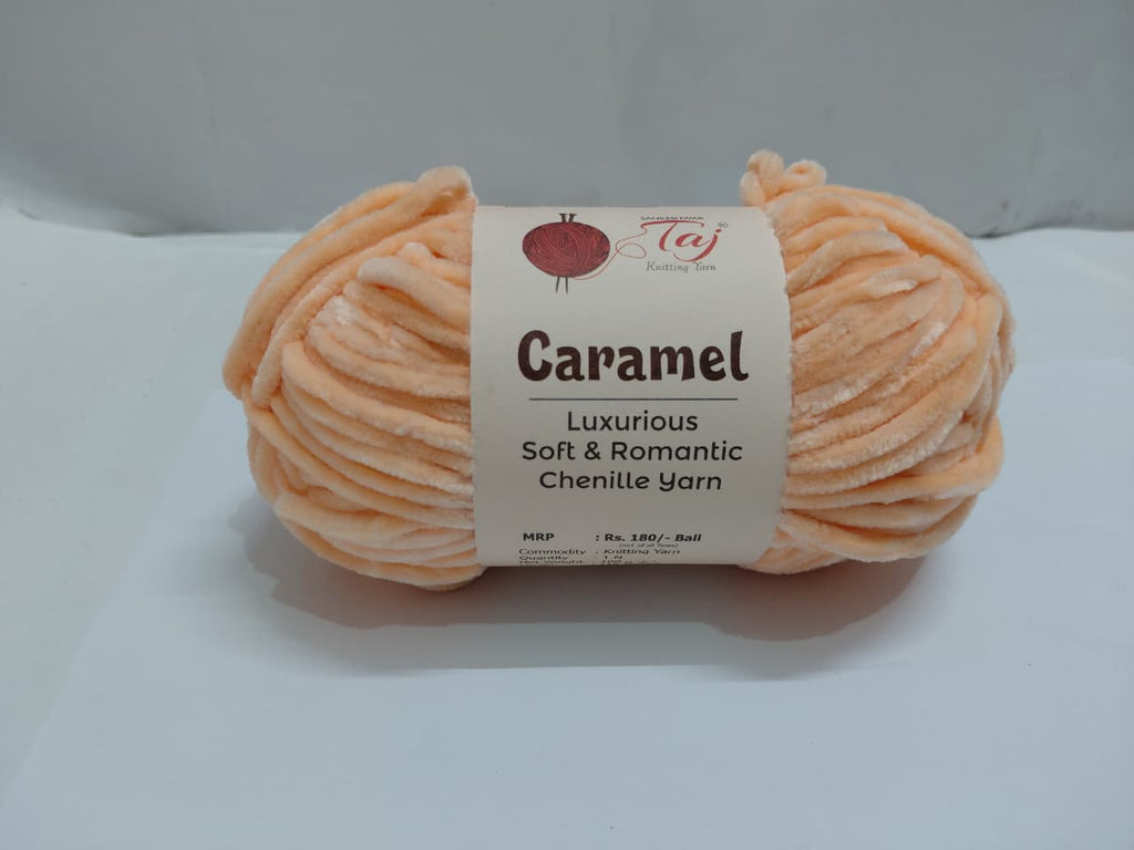 Caramel Chenille Knitting Yarn – Ultra Soft Polyester Yarn for Crochet & Hand Knitting