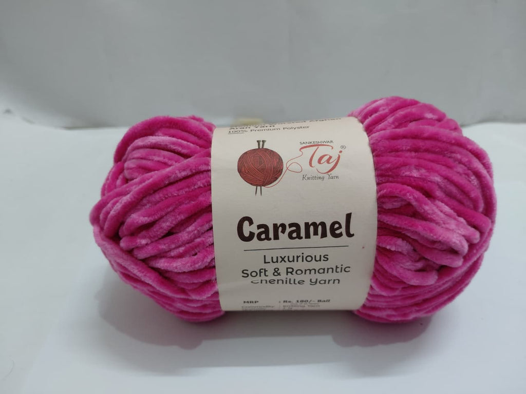 Caramel Chenille Knitting Yarn – Ultra Soft Polyester Yarn for Crochet & Hand Knitting