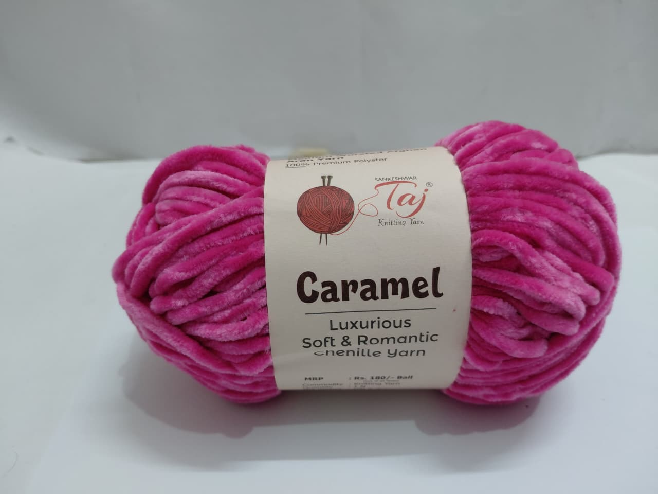 Caramel Chenille Knitting Yarn – Ultra Soft Polyester Yarn for Crochet & Hand Knitting