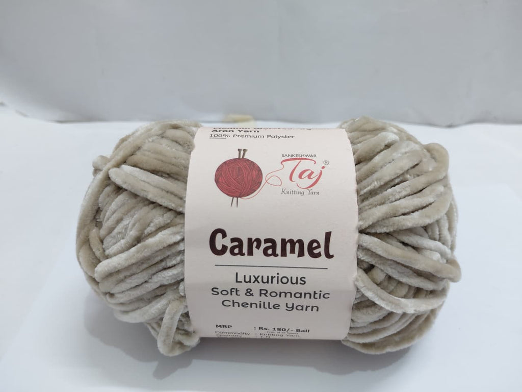 Caramel Chenille Knitting Yarn – Ultra Soft Polyester Yarn for Crochet & Hand Knitting
