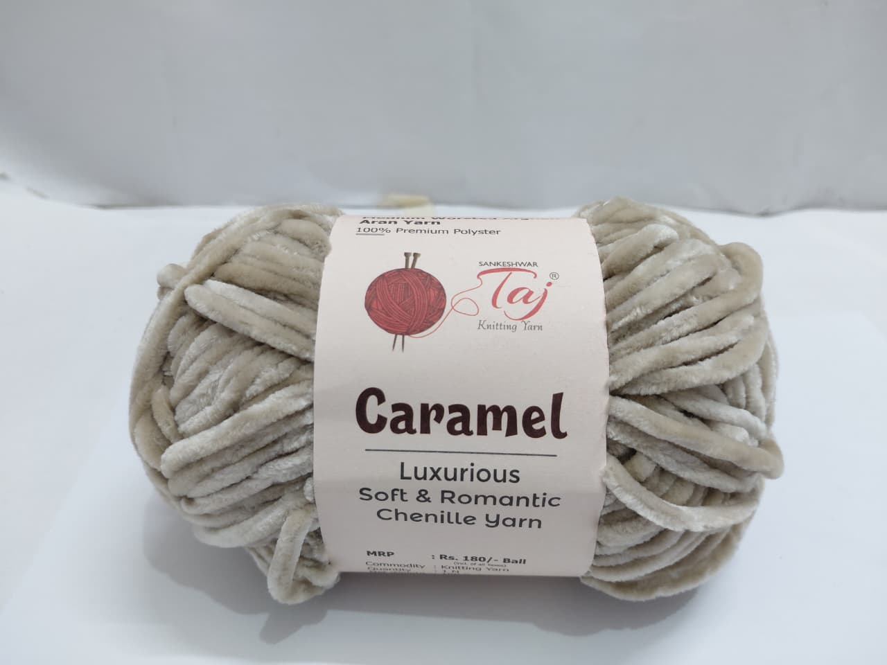 Caramel Chenille Knitting Yarn – Ultra Soft Polyester Yarn for Crochet & Hand Knitting