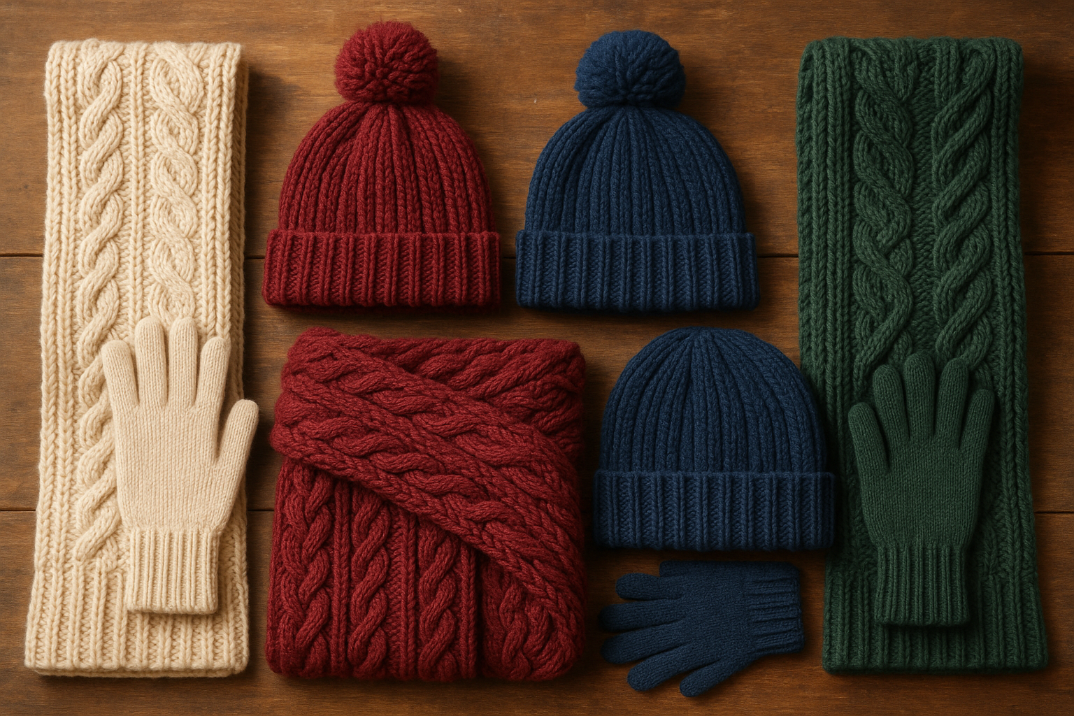 knitted hand gloves caps & scarfs